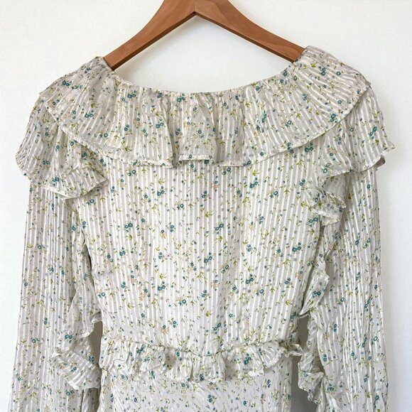 Free People Sweetest Thing Mini Dress with Ruffles White and Blue Floral Size 0 - Picture 9 of 14